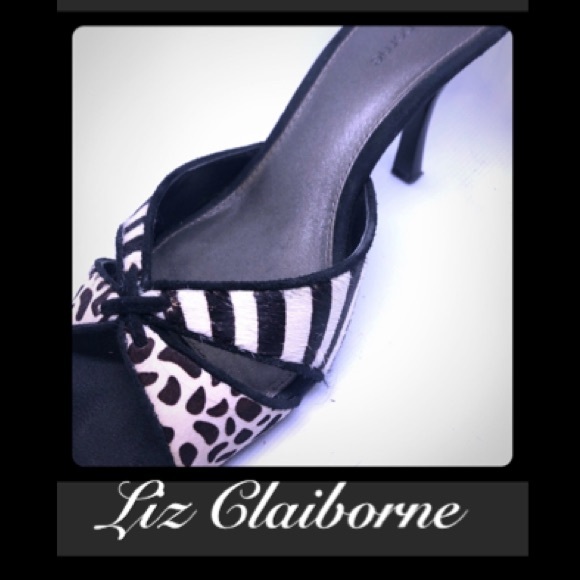 Darling Zebra-print Haircalf Mules Heels - Picture 1 of 4